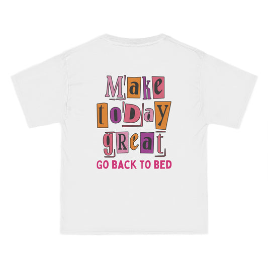 Make Today Great Go Back to Bed  Short-Sleeve Over-Sized T-Shirt - Fun and Relaxed Tee for Lazy Days